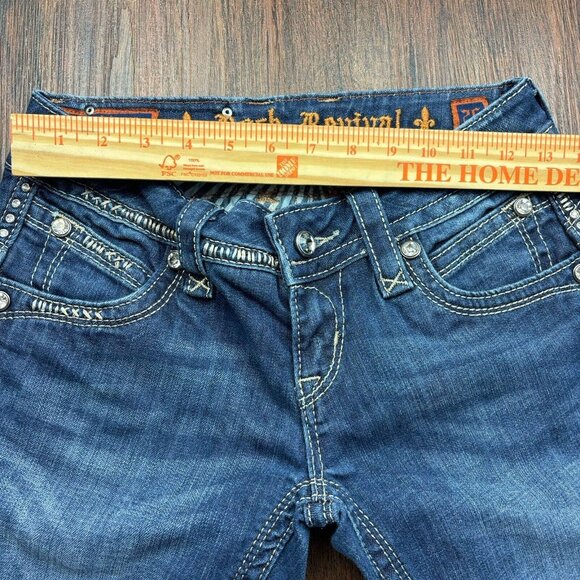 ROCK REVIVAL Buckle GWEN Boot Crystal Flap Jeans Dark Wash Women’s Size 26 - Picture 10 of 14